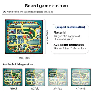 子供の家族の集まりのためのカスタム印刷折りたたみ式ボードゲームプレイ楽しい紙ゲームカード