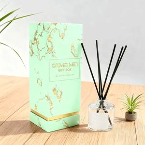 Custom Biodegradable Waterproof Certified Soy Ink Reed Diffuser <b>Gift</b> Packaging Rigid Paper <b>Box</b> with Embossing and Sponge Liner - Product Image 4