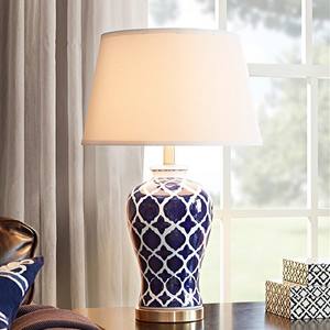 Lámpara <span class=keywords><strong>de</strong></span> mesa <span class=keywords><strong>de</strong></span> dormitorio <span class=keywords><strong>de</strong></span> estilo chino moderno, Base <span class=keywords><strong>de</strong></span> porcelana blanca azul, pantalla <span class=keywords><strong>de</strong></span> lino fino, mesita <span class=keywords><strong>de</strong></span> noche <span class=keywords><strong>de</strong></span> cuerpo <span class=keywords><strong>de</strong></span> cerámica eléctrica - Product Image 6