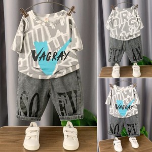 Ensemble de vêtements pour enfants très vendu, costume pour enfants, ensemble 2 pièces pour garçons, t-shirts et shorts pour enfants - Product Image 2
