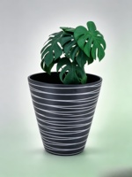 Grand pot en plastique texturé bicolore, pot cylindrique noir, finition sculptée à la main, décoration moderne, pot à fleurs pour plantes d'intérieur