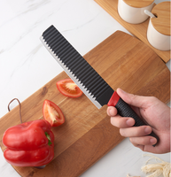 Ensemble de 6 couteaux de cuisine antiadhésifs avec ciseaux, éplucheur, couteaux de chef à bord ondulé en acier inoxydable pour la cuisson
