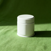 Boîte en étain hermétique de qualité alimentaire blanche 60*60mm 30g 40g avec logo personnalisé et couvercle à vis pour le stockage du thé matcha, du café, récipient réutilisable