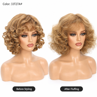 Perruque synthétique bouclée mi-longue style bob avec frange, effet rétro ondulé, densité 200 %, pour femmes, usage quotidien ou soirée, vente en gros, directement de l'usine
