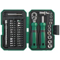 Ensemble d'outils multifonctionnel de 40 pièces en acier au chrome-vanadium, clé à douille, embout de tournevis, mini clé à cliquet, couple élevé