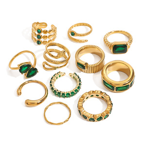 Anillos de Moda Yueli, Diseño de Serpiente con Piedra Verde Dorada, Joyería Unisex para Regalo - Product Image 5