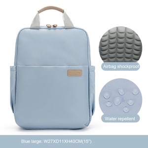 15" Large Waterproof Eco-Friendly Nylon Softback <b>Laptop</b> <b>Backpack</b> Business Arcuate Shoulder Strap Zipper Open Airbag Protection - Product Image 4