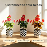 Fabrication sous contrat : Mini-plante rouge de 46 cm, réaliste et authentique, en pot à carreaux, Plante Grossiste pour l'ambiance d'appartement