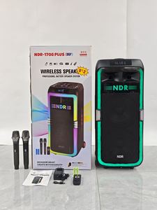 רמקול קריוקי מקצועי Hot NDR-1708 בגודל 8 אינץ' 80W עם תאורת לילה RGB וטעינה, כולל 2 מיקרופונים לשירה - Product Image 6