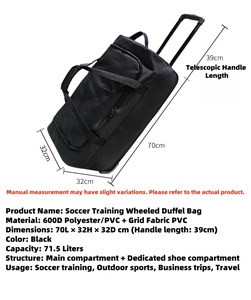 Nessun MOQ Personalizzato Borsa Duffle con Ruote Calcio 71.5L Viaggio <span class=keywords><strong>Palestra</strong></span> Attrezzatura Allenamento con Scomparto Scarpe Sep - Product Image 3