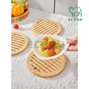 Solid Wood Trivet With Non-slip Pad <b>Bamboo</b> Hot Pads Trivet for Hot <b>Pots</b> and Dishes - Product Image 1