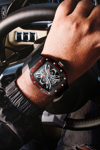 Luxury Sport Tonneau Titanium Carbon Fiber Case <b>Automatic</b> Mechanical <b>Watch</b> FKM Rubber Strap 5ATM <b>Watches</b> with Japan Movement - Product Image 5