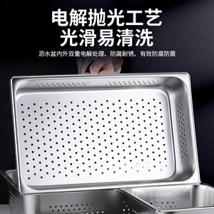 Stainless Steel Perforated Serving Tray Square Draining Basin Commercial Use - Product Image 5