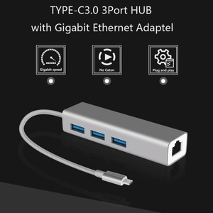 Adaptador de Red Gigabit USB C 4 en 1 a RJ45 Lan Ethernet de 1000M, Divisor con 3 Puertos USB 3.0 para Consola Switch y <span class=keywords><strong>MacBook</strong></span> - Product Image 3