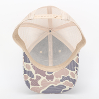 Gorra de camionero de camuflaje de lona con gorra de malla con parche de cuero Snapback para deportes al aire libre Casual Travel