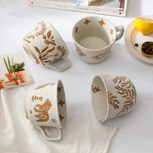 Vintage Hand Painted Botanical Coffee <b>Cup</b> with Speckled Glaze Microwave and Dishwasher Safe for Hot Beverages and Tea Use - Product Image 5