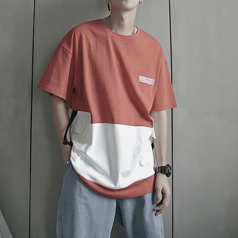 T-shirt streetwear bicolore causale da uomo di alta qualità personalizzata nuovo stile hip hop per uomo