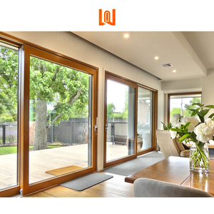 <span class=keywords><strong>Portail</strong></span> moderne en bois recouvert <span class=keywords><strong>d</strong></span>'aluminium haute performance, porte coulissante isolée pour salon - Product Image 2