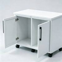 Armoire de rangement mobile de laboratoire à double porte entièrement en acier avec roulettes et grande capacité pour le stockage d'équipements fermés