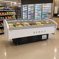 Table de préparation réfrigérée pour boissons, 260L, 4 portes coulissantes vitrées, refroidissement direct R290a, 2-8°C, acier inoxydable