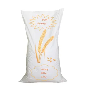 Белый полипропиленовый тканый мешок 25 кг 50 кг 100 кг для муки кукурузы сахарного зерна рисовой упаковки индивидуальный дизайн
