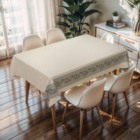 Nappe jetable tissée RNPT beige clair à motif floral prune foncé avec support en PU, résistante à l'huile et imperméable, épaisseur 0,5 mm