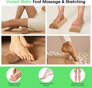 Rouleau de yoga en liège écologique avec logo personnalisé, OEM/ODM, vente en gros, ensemble de rouleaux de massage demi-ronds pour la stabilité et la force des pieds - Product Image 3