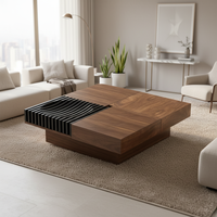 Table basse en bois moderne et luxueuse de conception créative avec rangement caché pour le salon, meubles de maison