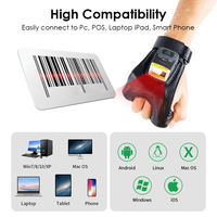 Escáner de Código de Barras de Dedo Effon GS02 con Gatillo, Manos Libres, Imager CMOS Zebra SE4107, Protección IP65, Soporte NFC para Almacén