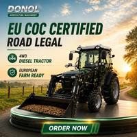 Trattore a 4 ruote motrici da 50 CV omologato UE con caricatore frontale, motore diesel e pompa, certificato E-MARK per lavori agricoli europei - Alta qualità