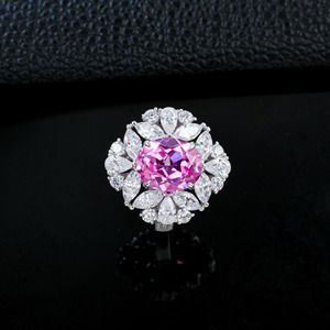 Anillo de Plata de Ley 925 con Zafiro Padparadscha Cultivado en Laboratorio - Product Image 2