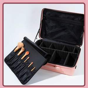 Qihui 16-Inch Travel <b>Makeup</b> Case Large Capacity Portable Cosmetic <b>Bag</b> With Soft Handle For Women And <b>Professional</b> <b>Makeup</b> Artists - Product Image 3