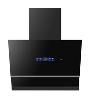 Hotte aspirante murale intelligente à ventilation, pour cuisine domestique, avec panneau de commande en verre relevable, commande vocale IA et moteur en cuivre