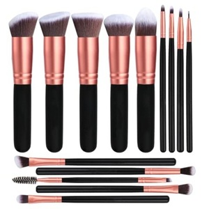 Ensemble de pinceaux de maquillage en fibres synthétiques, best-seller, 14 pièces, avec manche en plastique, pinceaux pour le visage et les lèvres, pour le blush, le fond de teint, l'illuminateur - Product Image 3