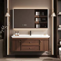 Meuble-lavabo mural de salle de bain moderne en bois massif de luxe