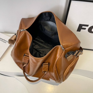 丈夫な本革ダッフルバッグ 大容量 旅行 ジム ナイロン裏地 強化ステッチ  迅速配送 - Product Image 4