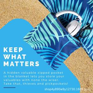 Manta de Playa para Exteriores Woqi 107x77, Impermeable, Resistente a la Arena, Rectangular, con Bolsillo Oculto con Cremallera - Product Image 1