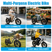 Vélo électrique pliable 48 V à gros pneus, frein à disque hydraulique, 7 vitesses, pour livraison de repas et flotte professionnelle