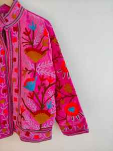 Pink <b>Velvet</b> Suzani <b>Jacket</b> Ethnic Handcrafted Embroidery Boho Winter Coat Artistic Festival Wear <b>Women</b> suzani <b>jacket</b> gift for her - Product Image 4