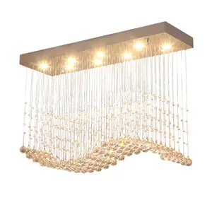 Wavy Rectangular Simple Living Room Dining Room LED Hanging Lamp Pendant Light Chandelier Crystal Ceiling Light