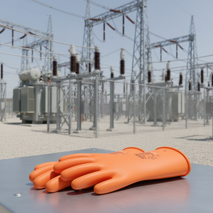 Sarung Tangan Lateks STROM Berinsulasi Industri Tingkat Daya 2 untuk Pekerjaan di Tegangan Listrik Anti-Sengatan Listrik 20KV Karet Non-Steril - Product Image 6