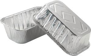 OEM Logo Rectangle Aluminum <b>Foil</b> Disposable Takeaway Food <b>Container</b> with Recyclable Plastic Lid Small Size - Product Image 3