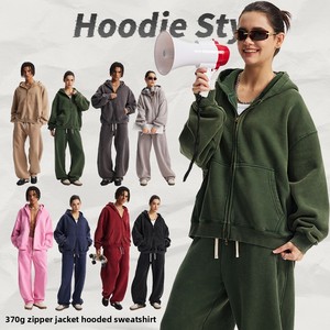 ARTIE – Sweat-shirt à capuche zippé pour <span class=keywords><strong>homme</strong></span>, coupe courte et ample, doublé polaire 370G, effet délavé et teint à la cire, style streetwear hiver - Product Image 2