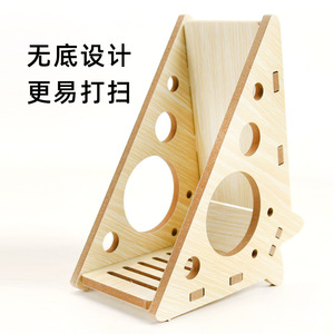 Casa de madera para hámster, juguete con forma triangular, tobogán con espacio para esconderse para mascotas pequeñas, muebles duraderos para mascotas - Product Image 2