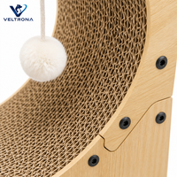 Griffoir pour chat en forme de lune, réglable, en carton, avec lit incurvé et boule suspendue, pour intérieur