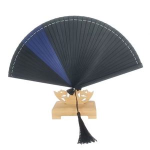 Abanico Plegable de Bambú con Tela de Seda Imitada Pintada de Negro, Recuerdos para Bodas y Fiestas, Regalos para Baby Shower con Bolsas de Regalo, Ecológico - Product Image 3