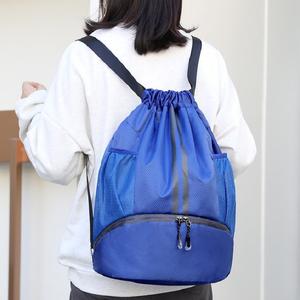 Cross-border New <b>Drawstring</b> <b>Backpack</b> Casual Travel Bundle Pocket Large Capacity Folding Solid Color Sports Basketball Polyester - Product Image 5