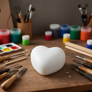 Corazon Porex, Formas de Espuma de Poliestireno en Forma de Corazón de 10 cm para Técnicas de Tallado, Proyectos Creativos, Tallado de Corazones en Espuma para Diseño Artístico - Product Image 3