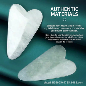 Rouleau facial en jade naturel, planche de massage Gua Sha en forme de cœur, outil de soin de la peau pour le visage et le corps, nettoyage en profondeur des pores et des points noirs - Product Image 4