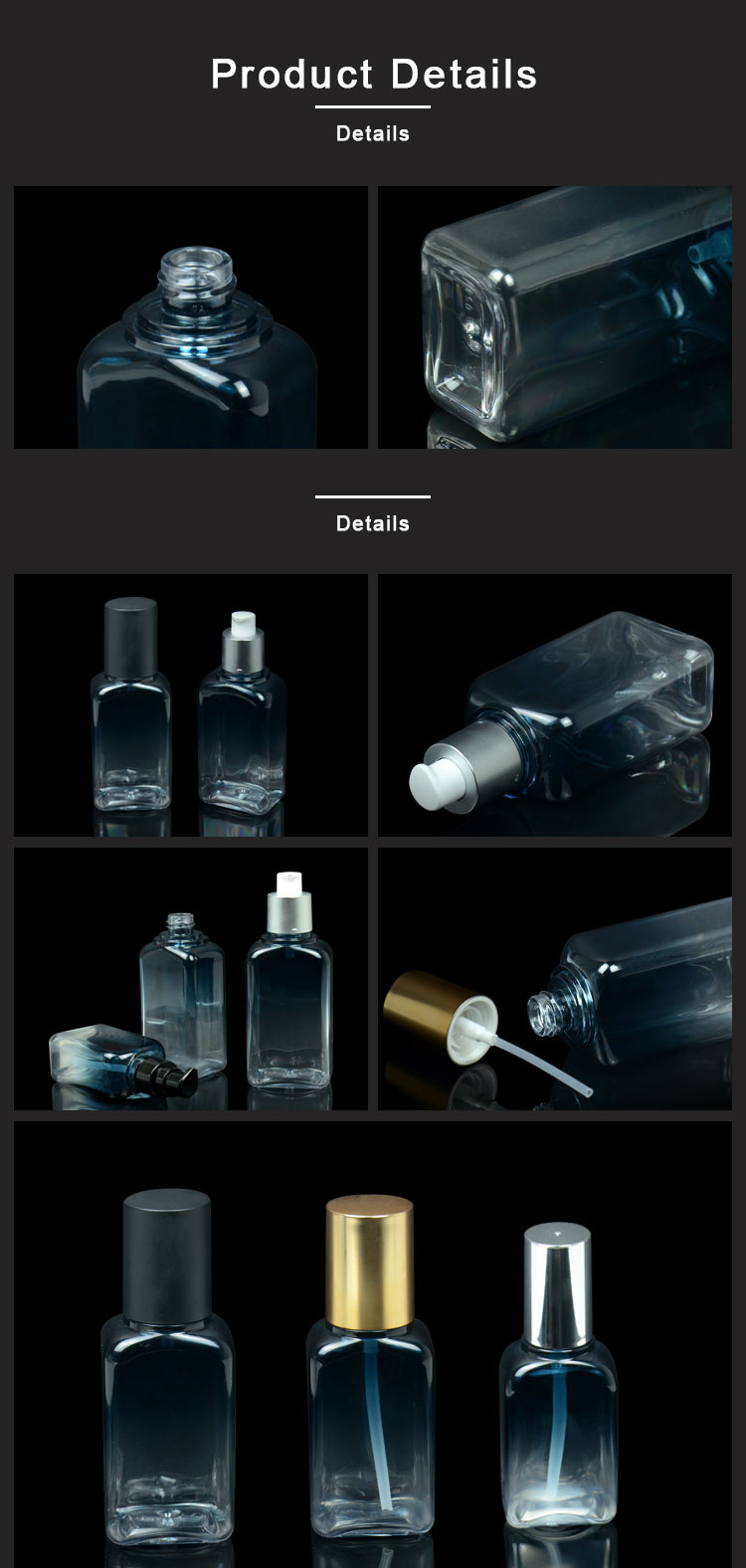 60ml 100ml 120ml Square Empty Plastic Bottles For Lotion Serum Bottle With Pump